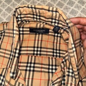 Burberry Beige Black Red Signature Check Button-Down Shirt